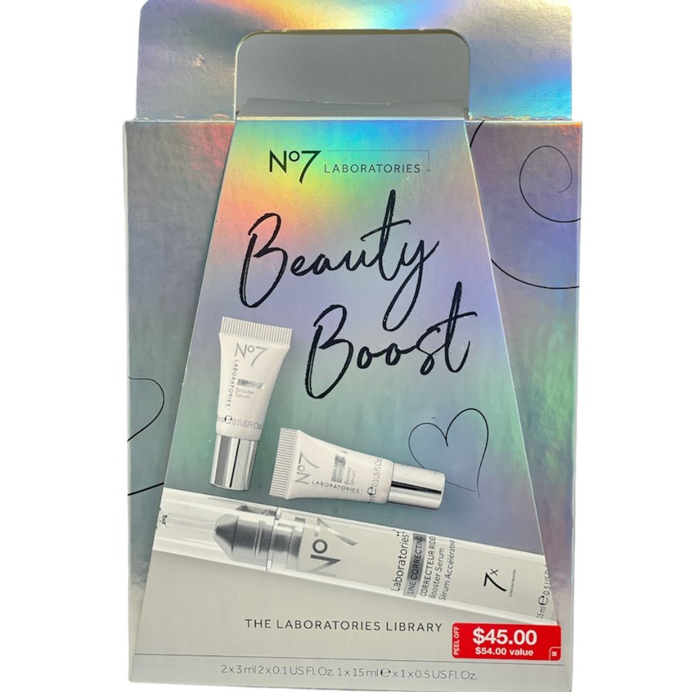 BNIB No7 Laboratories Beauty Boost The Laboratories Library 3 pc Kit